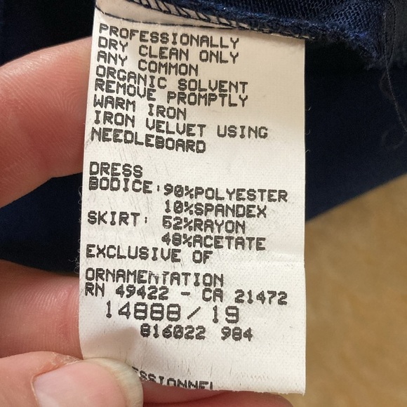 Navy velvet bodice full length dress size 8 - Picture 8 of 8